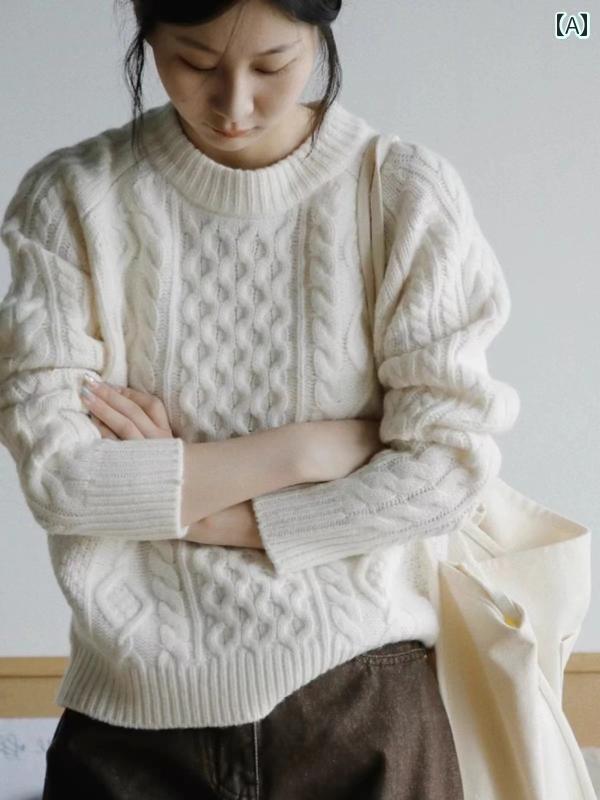 高級の丸 c 字型ネックのセーターは女性向けで厚手である秋冬に最適です。大きいサイズでウールニット..