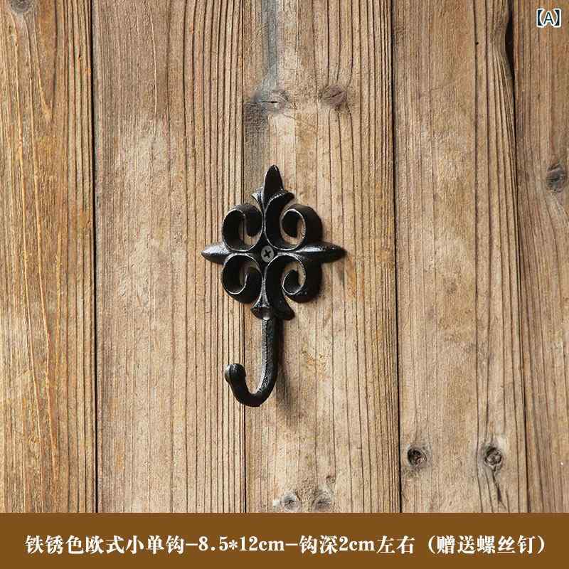 フック 引っ掛け 金具 庭や庭園向け欧風レトロ鉄製の玄関フック。な装飾として鍵や...