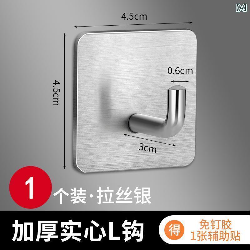 フック 壁 壁掛け ステンレス製のフック掛けは穴を開けずに強力な粘着力でキッチンの壁や浴室トイレに..