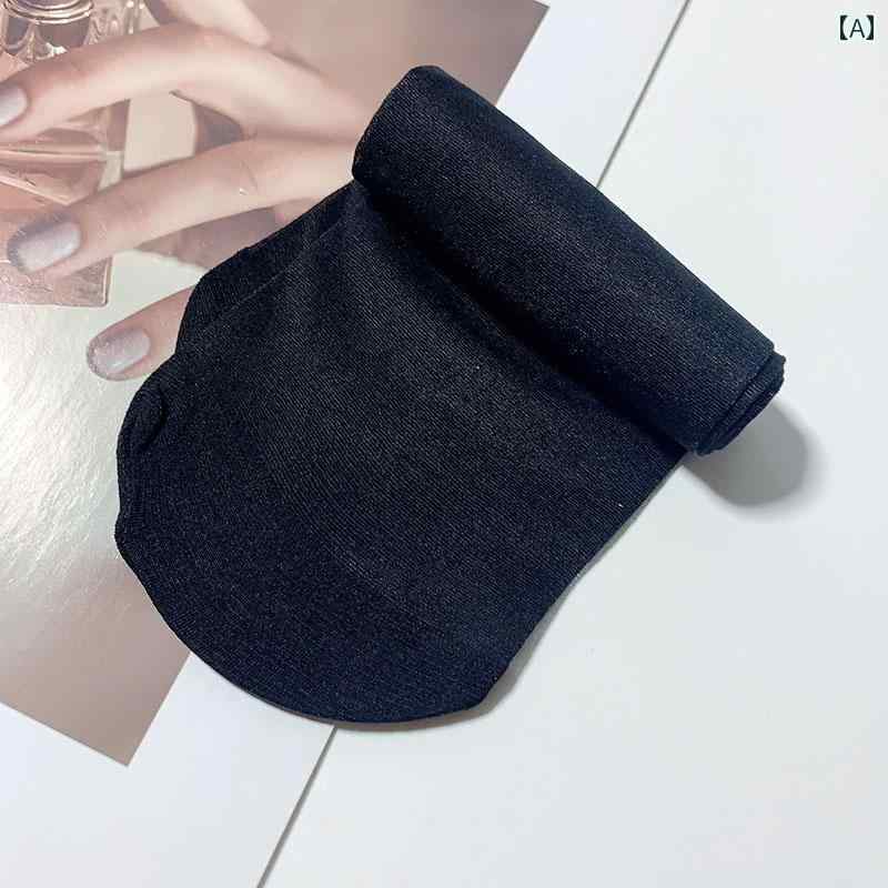 12袋入りの薄手のベロアの短いシルク靴下。春夏に最適で耐久性があり引っかかりを防ぐ黒や肌色の色の靴下。