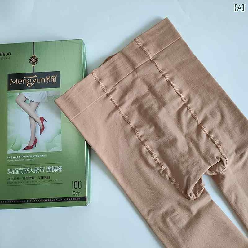 梦韵100Dシームレスパンティストッキング。春秋用ベルベット生地で引っ掛からないセクシーで厚手深色ス..