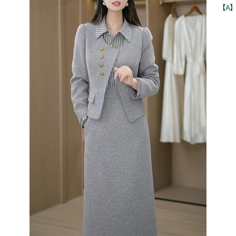 レディース ドレス おしゃれ マダム 秋冬 ツーピース ドレス レディース 2024 秋 ハイエンド ママ スー..