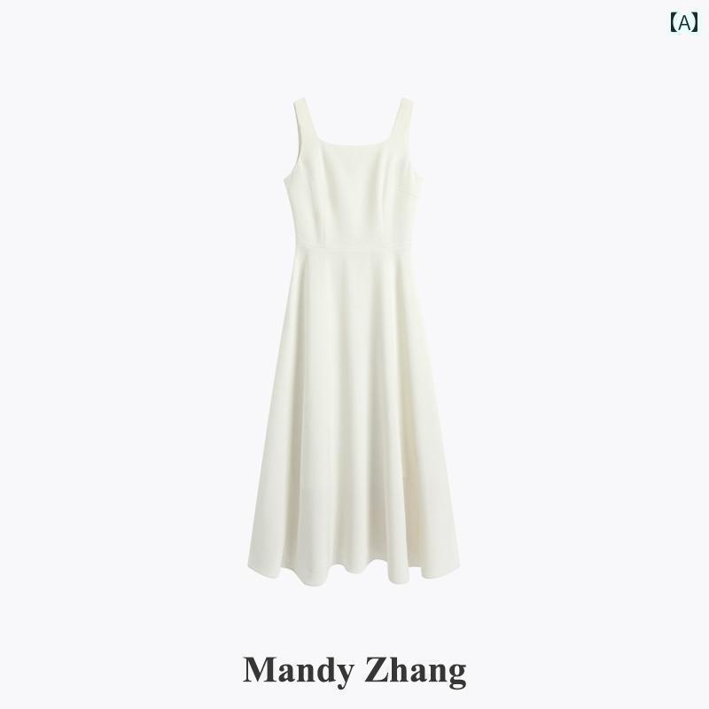 レディース ドレス おしゃれ MandyZhang 白い 月光 スカート アセテート ドレス 女性 証明 書小さい 婚..