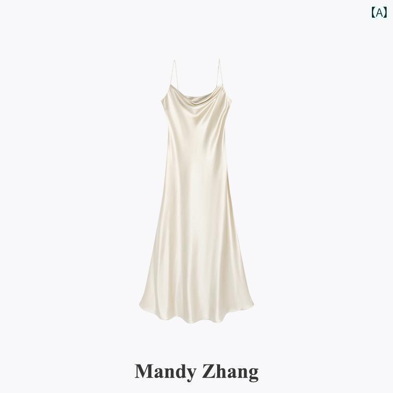 レディース ドレス おしゃれ Mandy Zhangの白い月光のドレスシャンパンゴールドのフレンチドレスワイン..