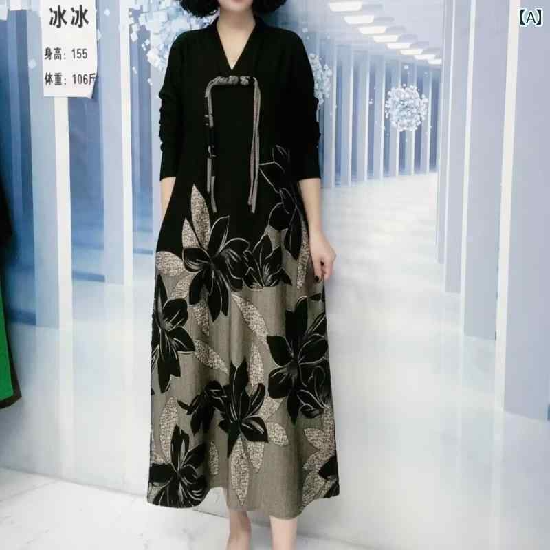 レディース ドレス おしゃれ 花柄が特徴的なロングスリーブ秋服ワンピース。エレガントかつスタイリッ..