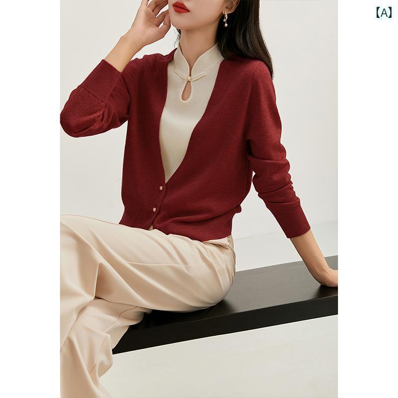 レディース ドレス おしゃれ 至柔之美が特徴の中華風水滴型の襟付き柔らかなアメリカンチャイナトップ..