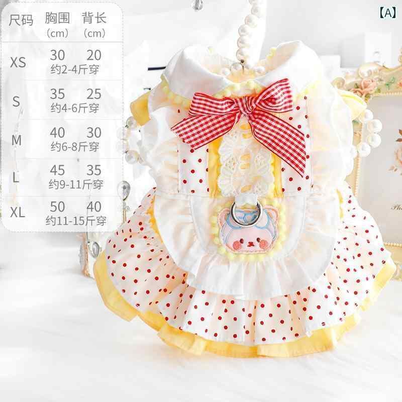 ペット服 犬服 春夏 犬 服 春夏 薄手 猫 プリンセス ドレス レッド ドット イエロー クマ トラクション..