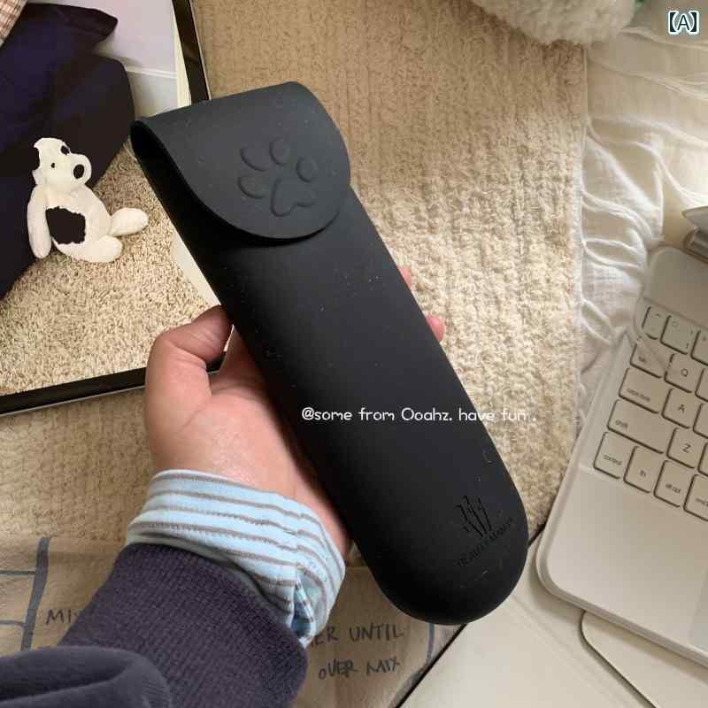 メイク ブラシ セット ニャー パッドのような 柔らかい ナイロン シリコン製の 防水と 防汚性の 化粧 ブラシ バッグ ポータブル 学生 鉛筆 バッグ 旅行用 収納 バッグ