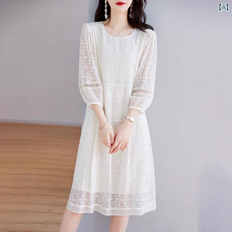 ワンピース ドレス レディース 中カウンターから撤去白いモリノカタワユカワイドレス夏のです。気品溢..