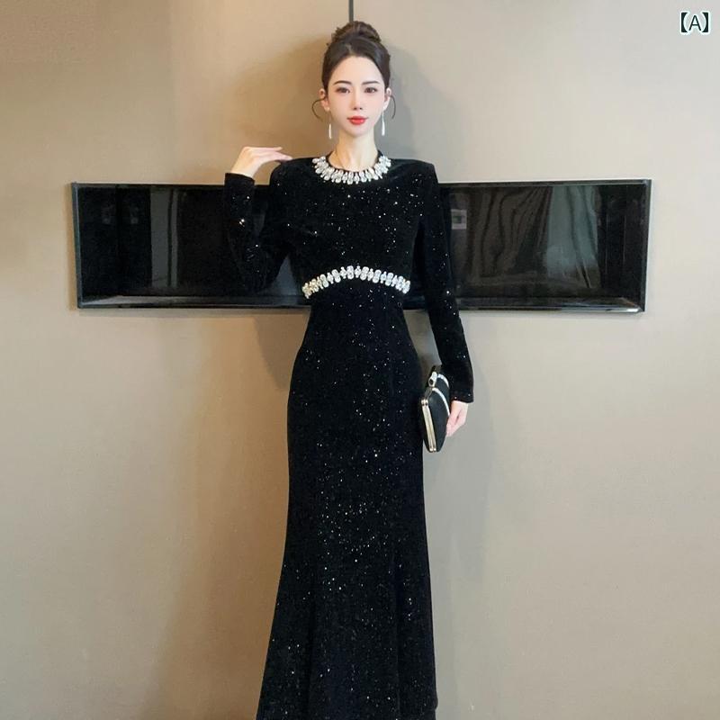 ワンピース ドレス レディース のウェブサイトでされている黒のロングドレス。春にぴったりでなパーテ..