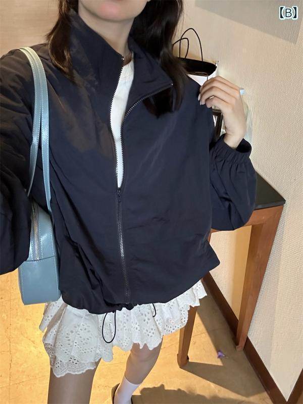 パーカー マウンテン アウトドア Big F Small Z 韓国 シンプル 軽量 アウトドア レジャー 日焼け防止 ジャケット レディース 春 スタンドカラー 多 用途 ドローストリング トップ