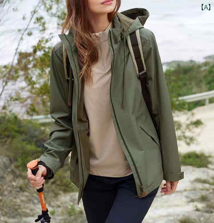 パーカー マウンテン アウトドア レックス新商品のハードシェルII級防水防風シェルジャケット。女性用登山ジャケット。