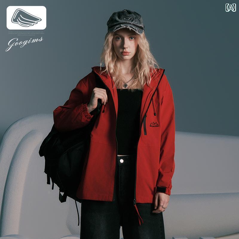 アウター パーカー アウトドア 韓国発Googimsのカジュアルアウトドアワークジャケット男女兼用ゆったりとした着心地防水防風素材を使用したおしゃれなアウター。