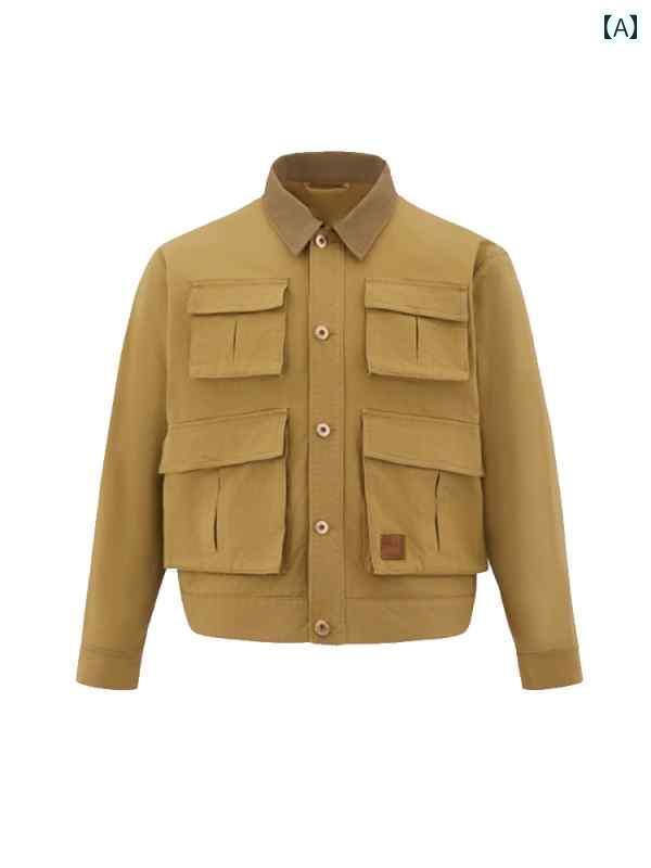 アウター パーカー アウトドア CONLISEの女性用春夏のアメリカンヴィンテージスタイル多ポケットジャケットは商店でお取り扱い中です。