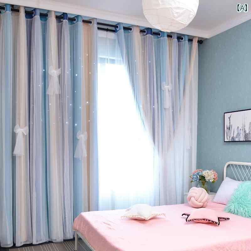 カーテン 遮光 レース 子供 部屋 パンチ フリー 伸縮 棒 取り付け ネット 女の子 カーテン 遮 光 寝室 ..