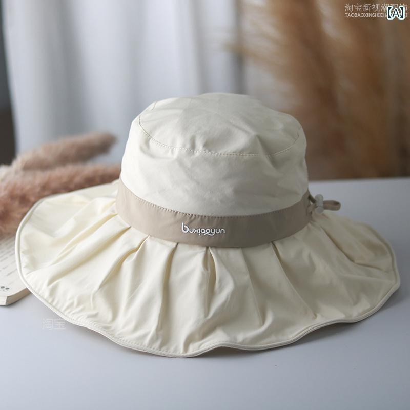 帽子 レディース サンハット 防水防曬魚夫帽，夏季新款，防紫外線，透氣速乾，適合戶外活動戴的大邊遮..