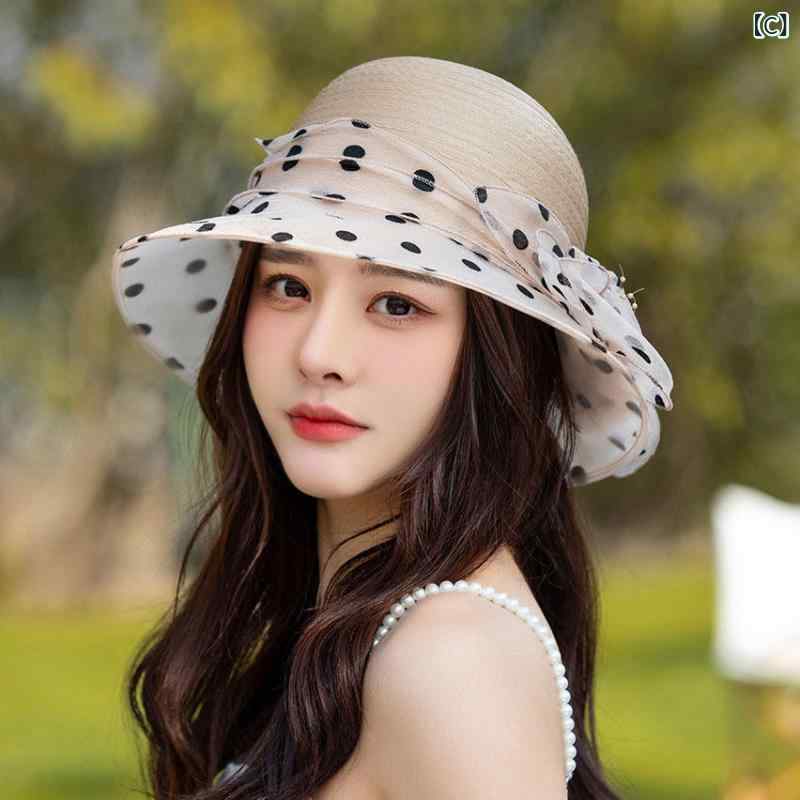 帽子 レディース サンハット 春夏季の女性用帽子韓国おしゃれな花柄とドットのUV対...