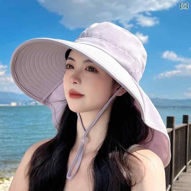 帽子 レディース サンハット 大きい つばの サンハット 女性 顔 カバー ショール ...