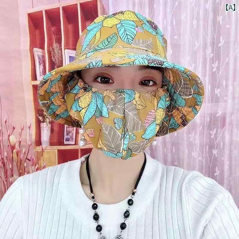 帽子 レディース サンハット 日焼け 止め マスク 一 体型 帽子 サンハット レディース 紫外線 防止 防..