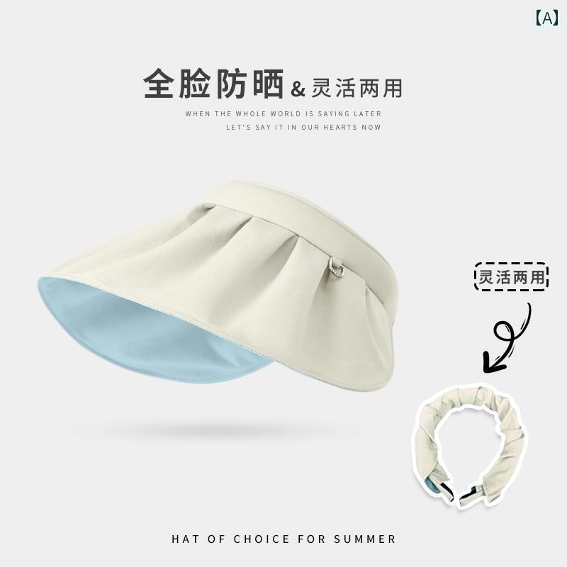 帽子 レディース サンハット 折畳式の頭巾型日よけUVカット帽子女性用夏季ビーチサイクリングコンク帽