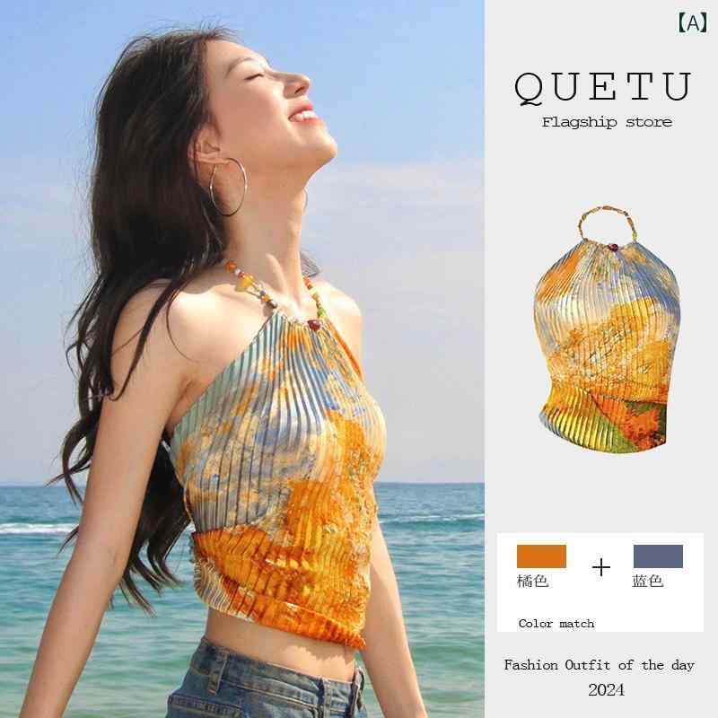 レディース トップス ホルターネック レディース トップス ホルターネック の 女性用 美しい 油絵 トッ..