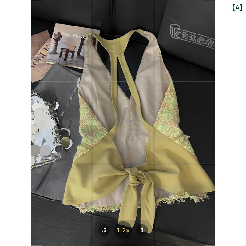 レディース トップス ホルターネック レディース トップス ホルターネック スプライシング ホルターネ..