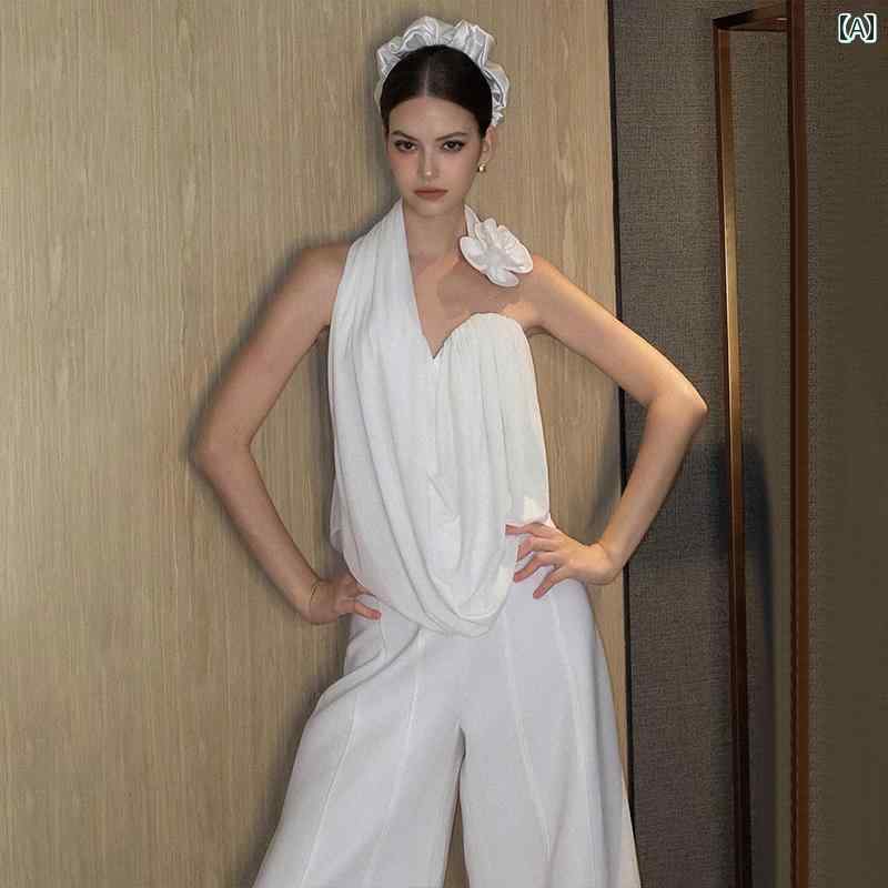 ホルターネック レディース トップス ホルターネック レディース トップス フレンチの 立体 花柄 ホル..