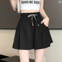 ショートパンツ ハーフパンツ 夏用 速乾 ショート パンツ レディース 薄手 スタイル 2025年 アウター スリム ワイド レッグ ドローストリング ハイウ...