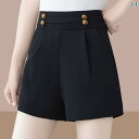 ショートパンツ ハーフパンツ レディース 黒の スーツ ショーツ 2024 夏の ハイウエスト 痩 身 aライン パンツ 多 用途 カジュアル ワイド レッグ