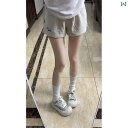 ショート ハーフ パンツ  アメリカン カジュアル グレー スポーツフィットネス ワイド レッグ ショーツ レディース 夏用 薄型 スタイル 小さい サイズ ...