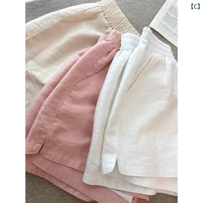 　ショート　ハーフ　パンツ　 夏用の 女性用 ホワイト スプリット 通気性 ショー...