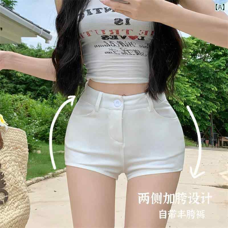 ショート ハーフ パンツ 小さい パンツ ウルトラ ショーツ レディース xs ホワイト タイト ホット ガール 春 ローウエスト 夏 薄手 ふっくら 股間