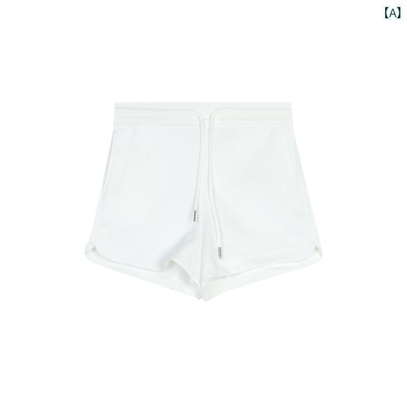 　ショート　ハーフ　パンツ　 グレーの スポーツ ショーツ ホット ガール パンツ ホワイト カジュアル..