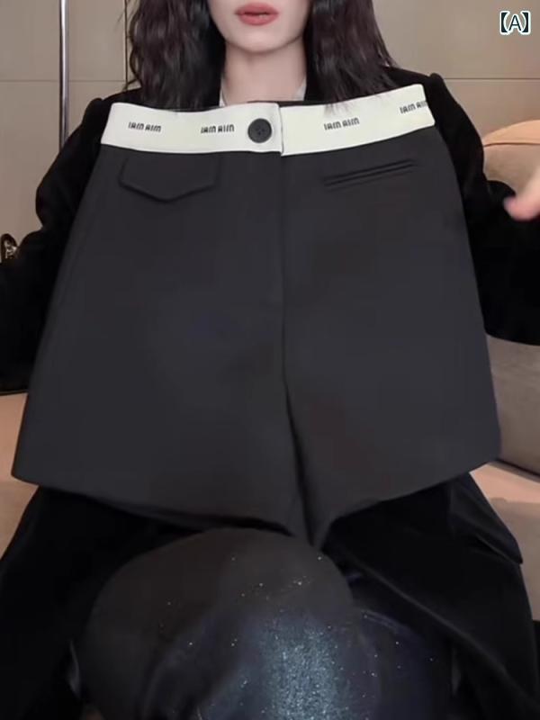 　ショート　ハーフ　パンツ　 ブラック スーツ ショート パンツ レディース 2025 春夏 ブラックと ホ..