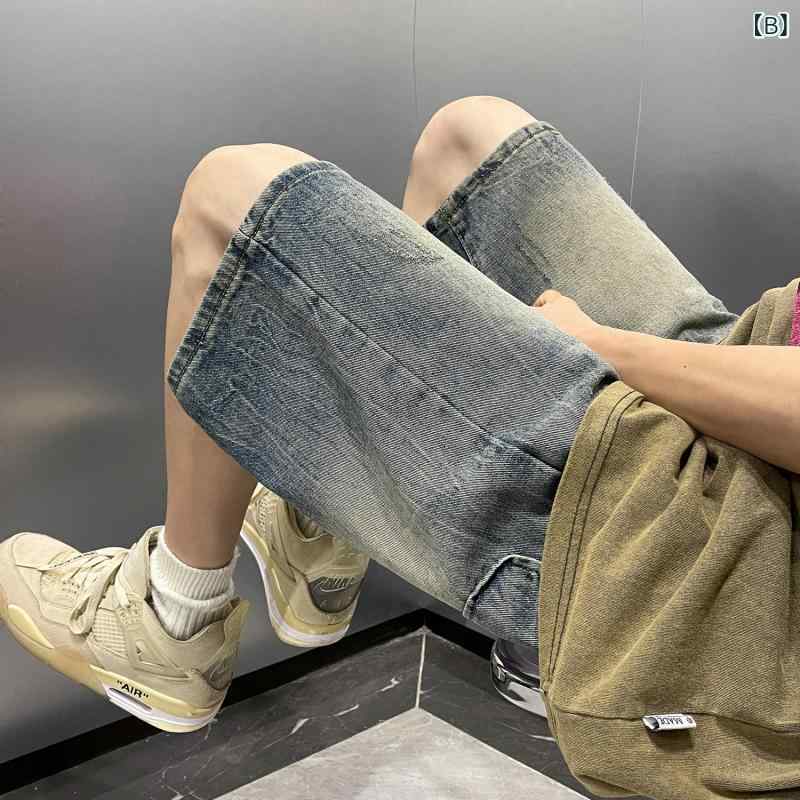 　ショート　ハーフ　パンツ　 破れた デニムショートパンツ メンズ 夏 薄手 2024 ...