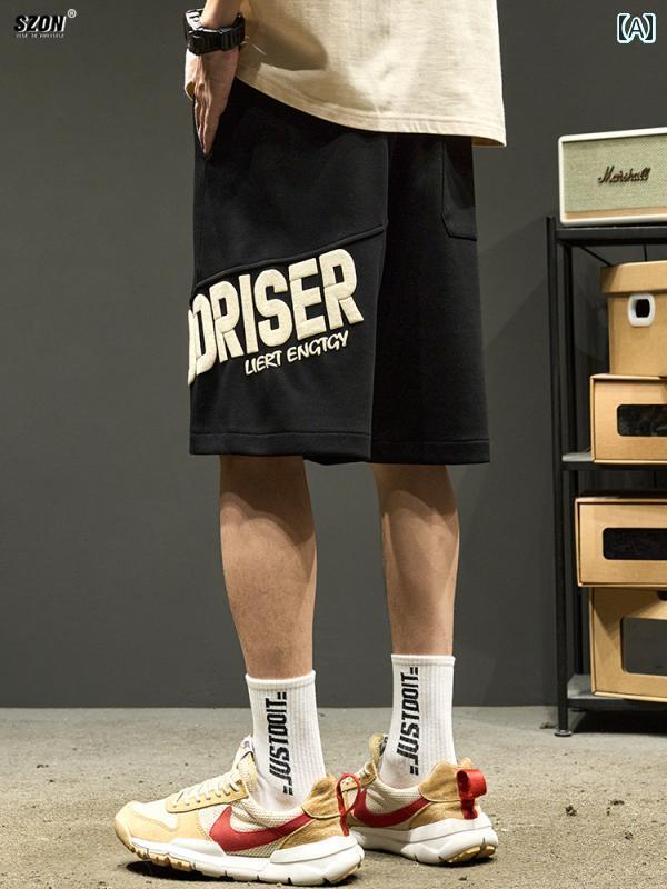 ショート ハーフ パンツ メンズ ショート パンツ ファッション 夏 スポーツ カジュアル アメリカン スタイル ヘビーウェイト ストリート ヒップ ホップ アウターウェア レター ド スウェットパンツ