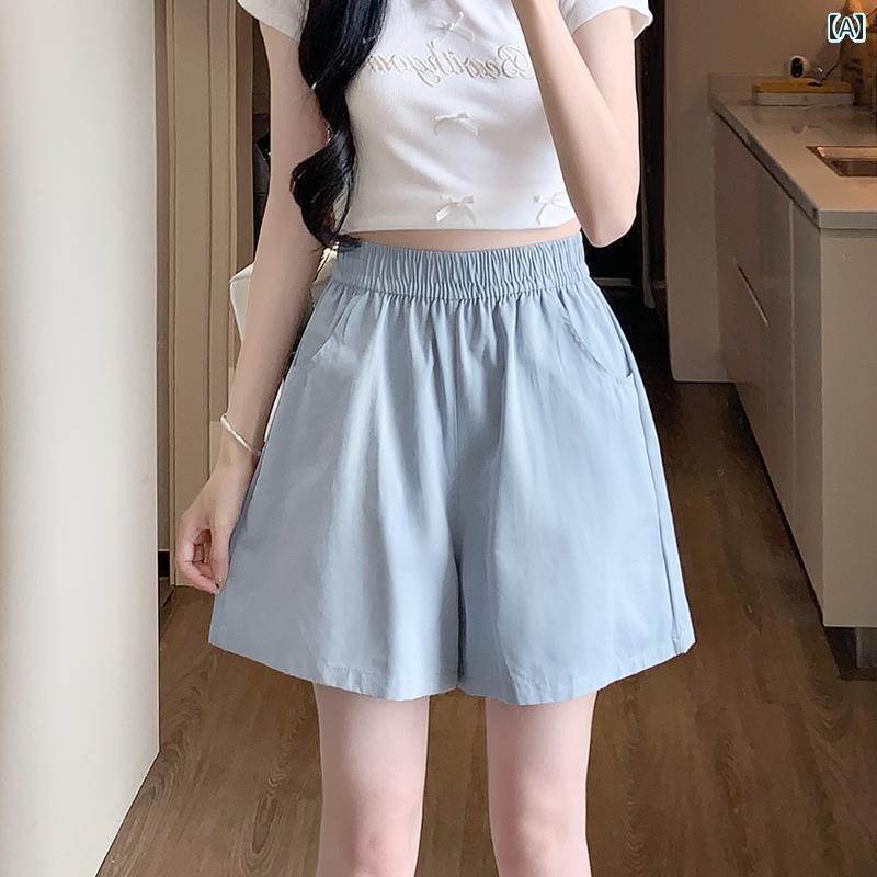 ショート ハーフ パンツ ホワイト ワーク ショーツ レディース 夏 薄手 2025年 ハイウエスト スリム aライン アウターウェア カジュアル コットン リネン スポーツ