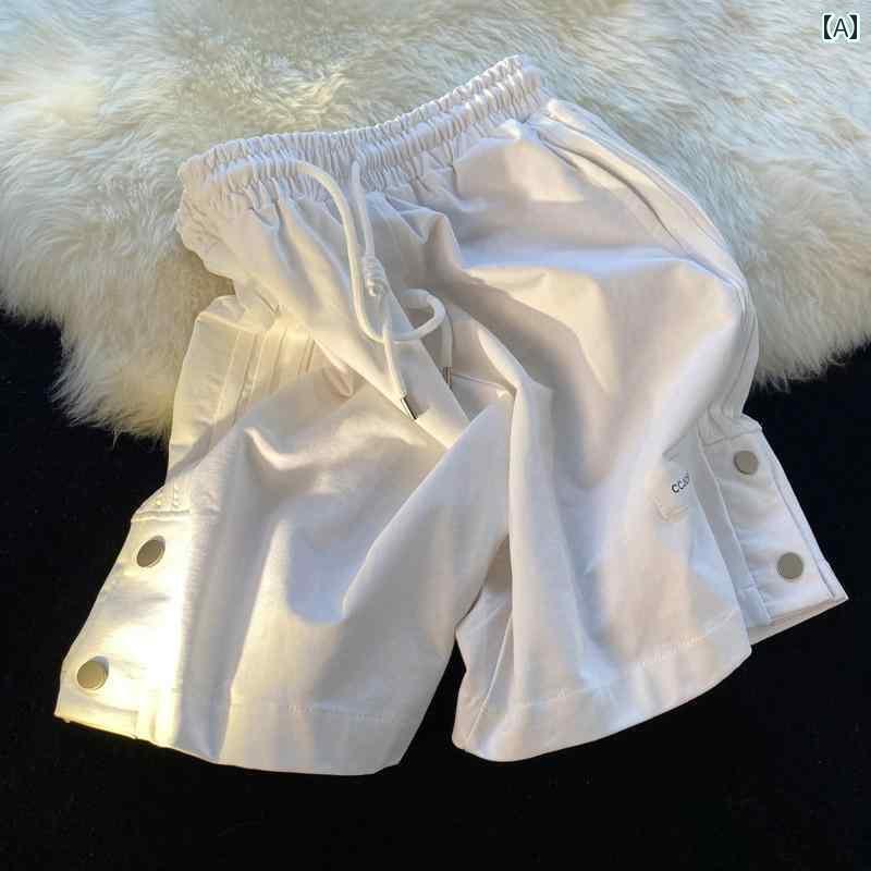 ショート ハーフ パンツ ボタン 付き ショート パンツ メンズ 夏 2025 イン ストレート 薄手 カジュアル 万能 スポーツ