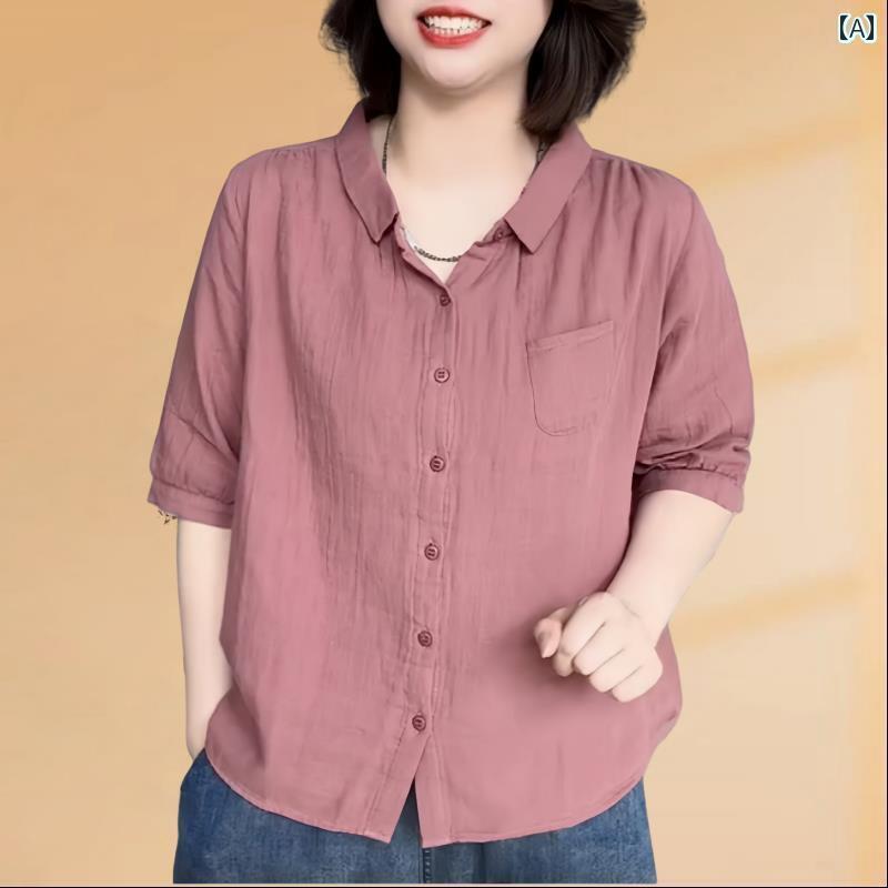 　レディース　シャツ　トップス リネンシャツ レディース 2025 夏 ゆったり カジュアル 無地 半袖 シ..