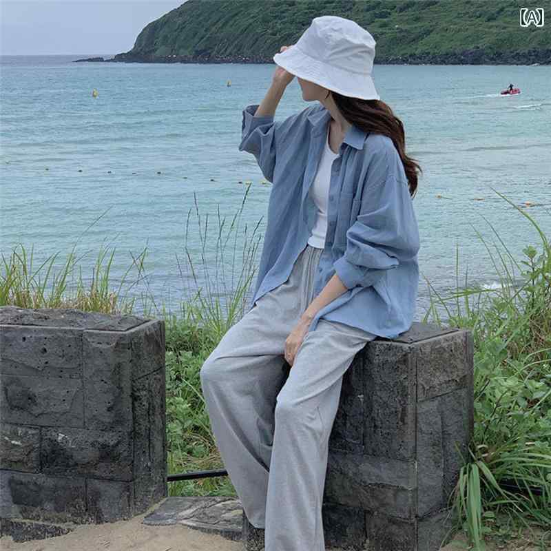 レディース　　シャツ　トップス 綿 麻 シャツ レディース 春夏 薄手 長袖 日焼け防止 2025 ホット な ..