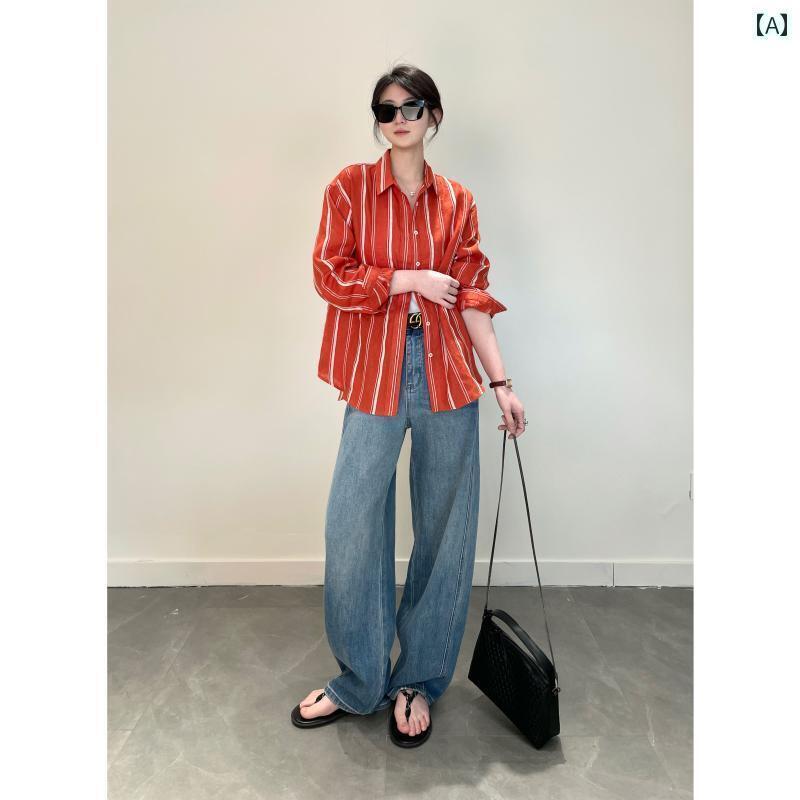 レディース　　シャツ　トップス Zhiyu 特製 糸 染め リネン 天井と フレンチ ジャカード スリム リネンシャツ ブラウス