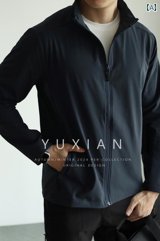 メンズ　　ジャケット　シンプル トラベラーシリーズ スタンドカラー カジュアル 通勤 ジャケット 織物..