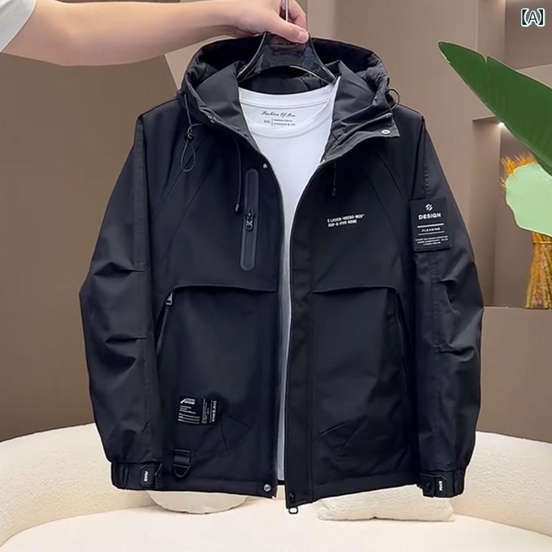 メンズ　　ジャケット　シンプル メンズ セカンド 綿 コート 秋冬 ファッション ゆったり フード付き ..