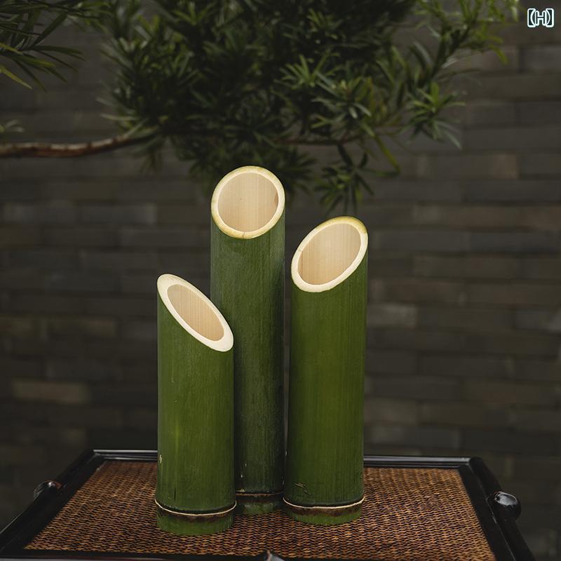 　ホビー　雑貨　装飾品 中国 竹筒 フラワーアレンジメント さわやか 緑の 小さい 竹 装飾的な 飾り 編..
