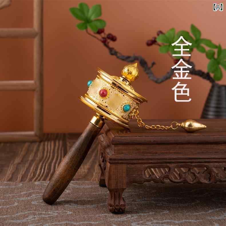 　ホビー　雑貨　装飾品 チベット 旅行 写真 お土産 手回し 金 ホイール 回転 シリンダー 6文字 加重 ..