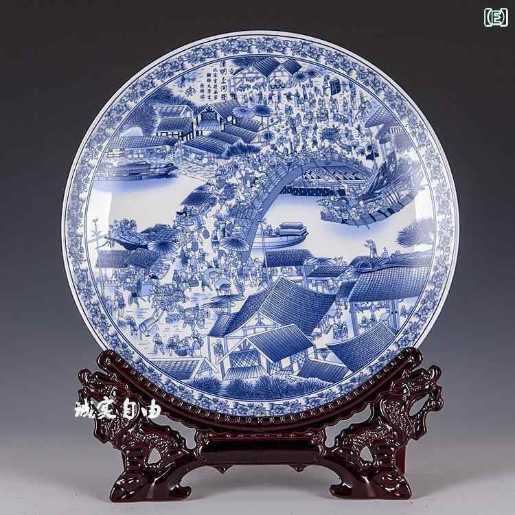 　ホビー　雑貨　装飾品 景 徳 鎮 陶磁器 青と 白 清明 上 河 図 現代家の 装飾 手 ディスプレイキャビネット アンティーク 棚