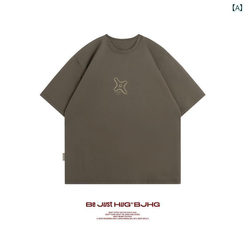 Tシャツ メンズ おしゃれ BJHG 斜めの 四角い 星の アメリカン Tシャツ 半袖 メンズファッション 夏 2025 レイヤリング シャツ 五 角 袖 女性
