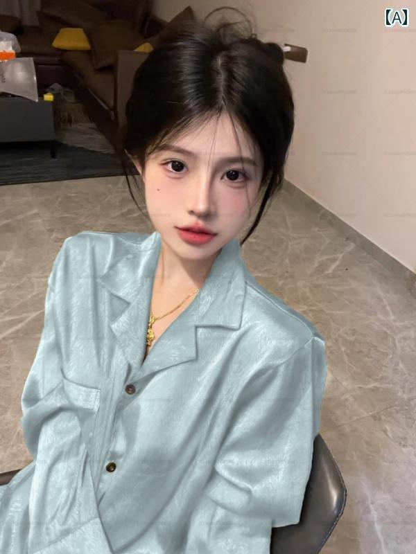 　パジャマ　レディース　上下 な クール サテン 冷感 パジャマ レディース 春秋 2024 高級 大きいサイズ ホーム 服 スーツ アウターウェア
