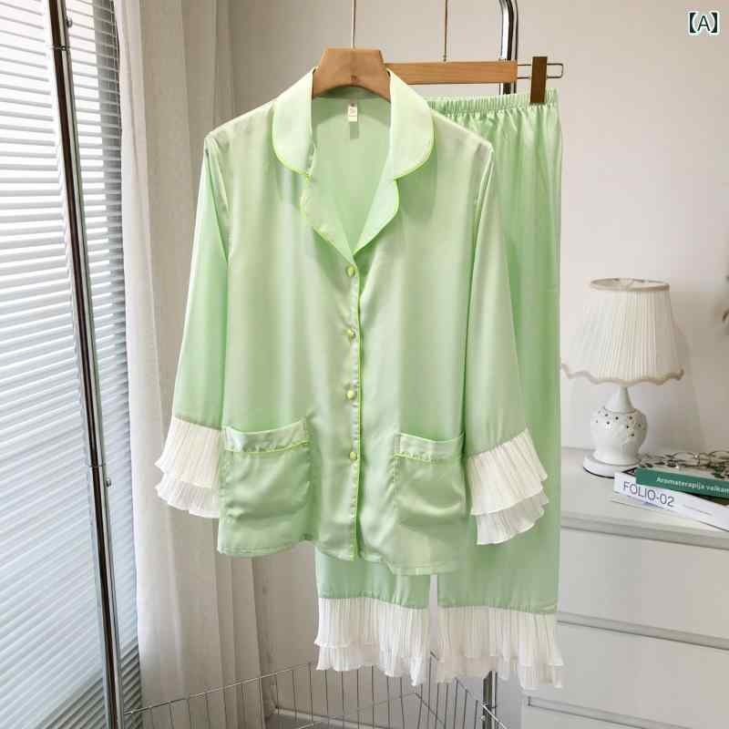 　パジャマ　レディース　上下 冷感 パジャマ レディース 春夏 長袖と長 ズボンの ツーピース セット ..