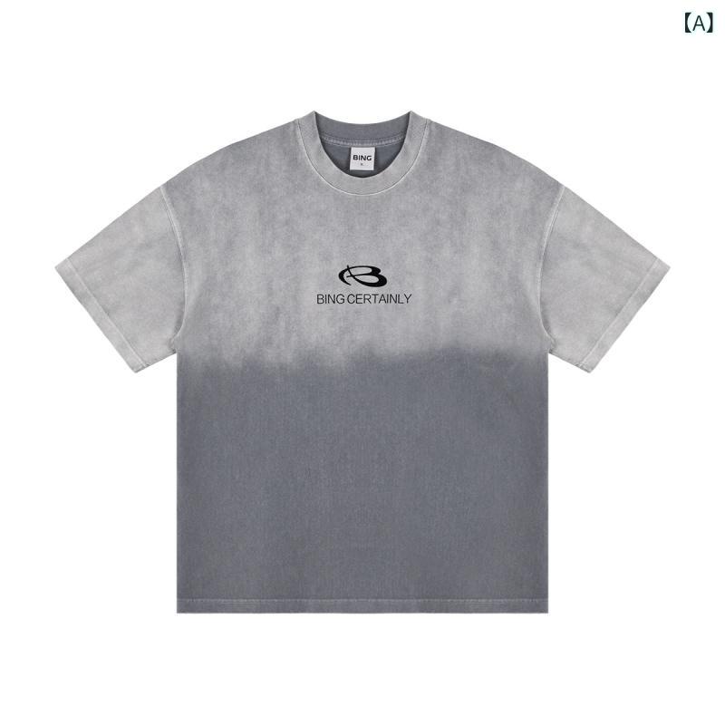 　Tシャツ　レディース　かわいい BING アメリカン レトロ 半袖 Tシャツ 男女兼用 2025夏 ゆったり 万能 ウォッシュ 加工 カップル ウェア